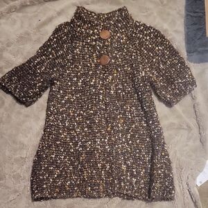 Cozy Brown Curio Knit Sweater with Button Accents